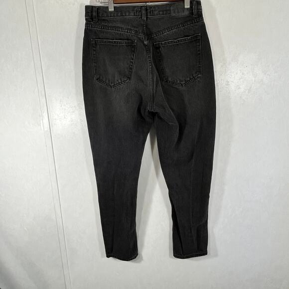 Pull & Bear Women's distressed Straight Leg Black Jeans Mom High Rise Size 8 - Picture 4 of 7